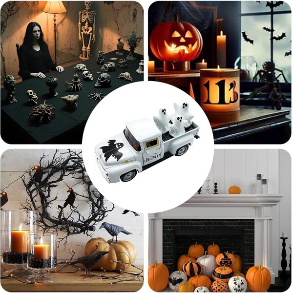 Dekorative Vintage-Geisterfigur aus Metall – Geister-Truck für Halloween