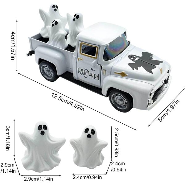 Dekorative Vintage-Geisterfigur aus Metall – Geister-Truck für Halloween