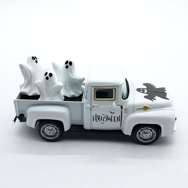 Dekorative Vintage-Geisterfigur aus Metall – Geister-Truck für Halloween