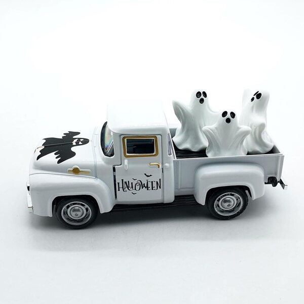 Dekorative Vintage-Geisterfigur aus Metall – Geister-Truck für Halloween