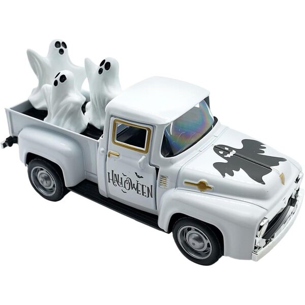 Dekorative Vintage-Geisterfigur aus Metall – Geister-Truck für Halloween