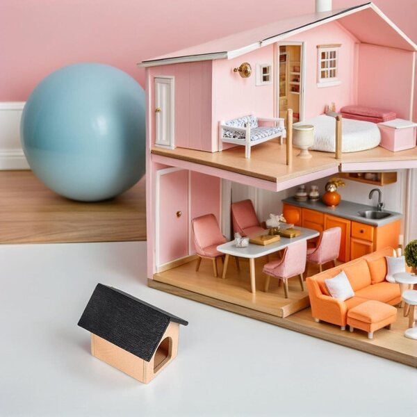 Cuccia per Cani in Miniatura in Legno 3 Pezzi per Casa delle Bambole GARVALON