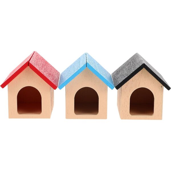 Casa delle Bambole Miniatura Cuccia Canile in Legno 3 Pezzi per Giardino delle Fate