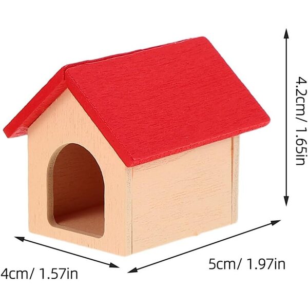 Casa delle Bambole Miniatura Cuccia Canile in Legno 3 Pezzi per Giardino delle Fate