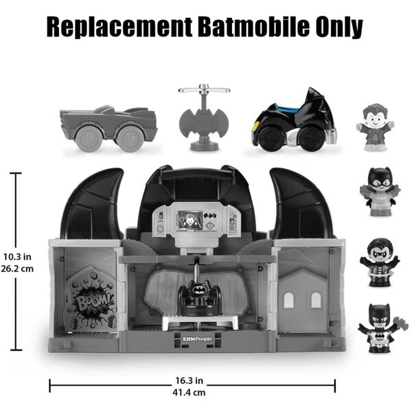 Schwarz-blaues Batmobil als Ersatz für Fisher-Price Little People Batcave DC Superfriends