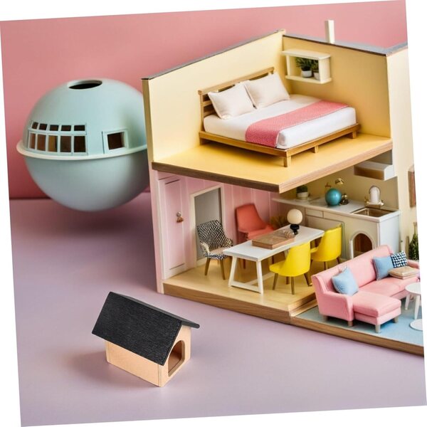 ifundom Set 3 Mini Cucce in Legno per Cani, Accessori Casa delle Bambole da Esterno