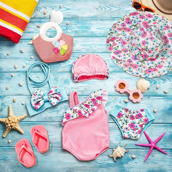 Set Accessori Estate per Bambole 35-45 cm con Costumi, Occhiali e Scarpe