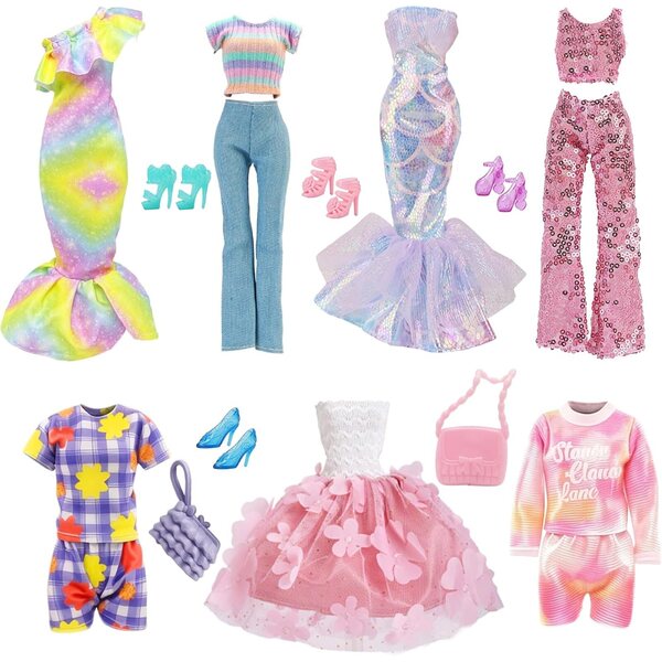 Set mit 18 Kleidungsstücken für eine 29,2 cm große Puppe mit 2 Abendkleidern, Schuhen und Accessoires