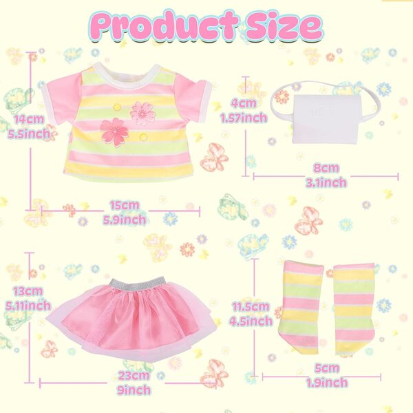 Set 5 Abiti per Bambole 35-45 cm - Completo Rosa con Borsa e Calzini
