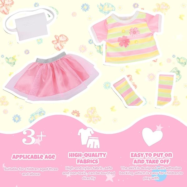 Set 5 Abiti per Bambole 35-45 cm - Completo Rosa con Borsa e Calzini