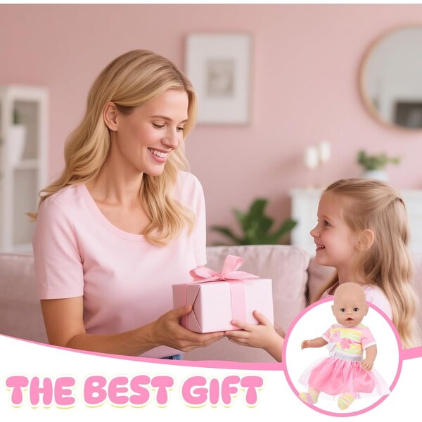 Set 5 Abiti per Bambole 35-45 cm - Completo Rosa con Borsa e Calzini