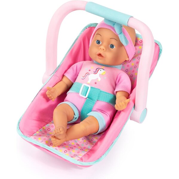 35 cm großes Puppenset für Neugeborene mit Autositz und weichem Körper von Bayer Design