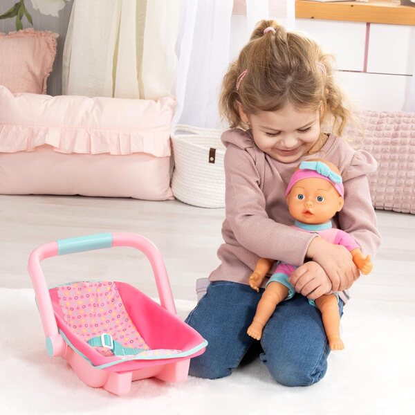 35 cm großes Puppenset für Neugeborene mit Autositz und weichem Körper von Bayer Design