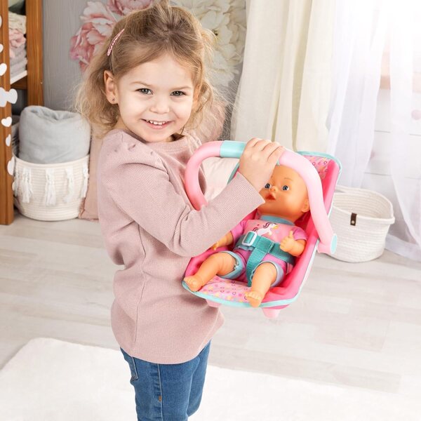 35 cm großes Puppenset für Neugeborene mit Autositz und weichem Körper von Bayer Design