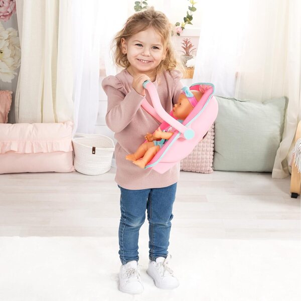 35 cm großes Puppenset für Neugeborene mit Autositz und weichem Körper von Bayer Design