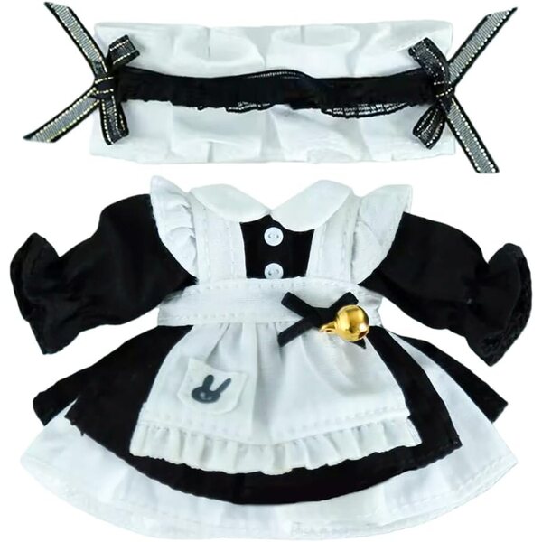 niannyyhouse abito soubrette per bambole OB11 BJD scala 1/12 nero set 3 pezzi