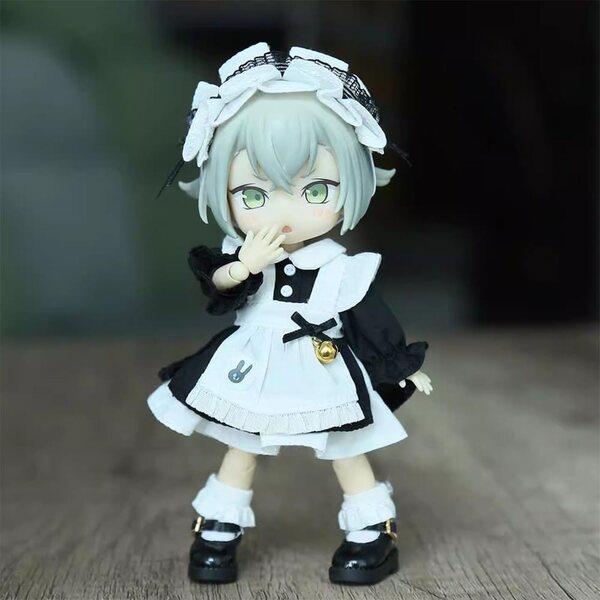 niannyyhouse abito soubrette per bambole OB11 BJD scala 1/12 nero set 3 pezzi