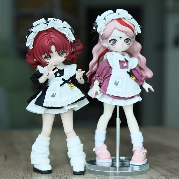 niannyyhouse abito soubrette per bambole OB11 BJD scala 1/12 nero set 3 pezzi