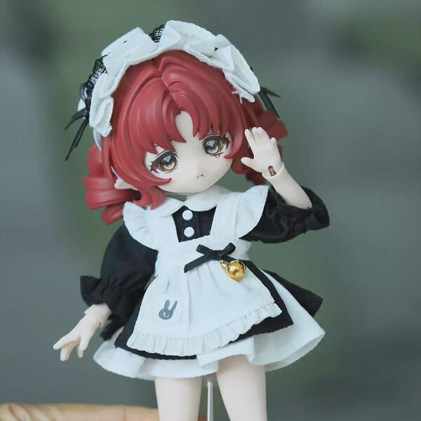 niannyyhouse abito soubrette per bambole OB11 BJD scala 1/12 nero set 3 pezzi