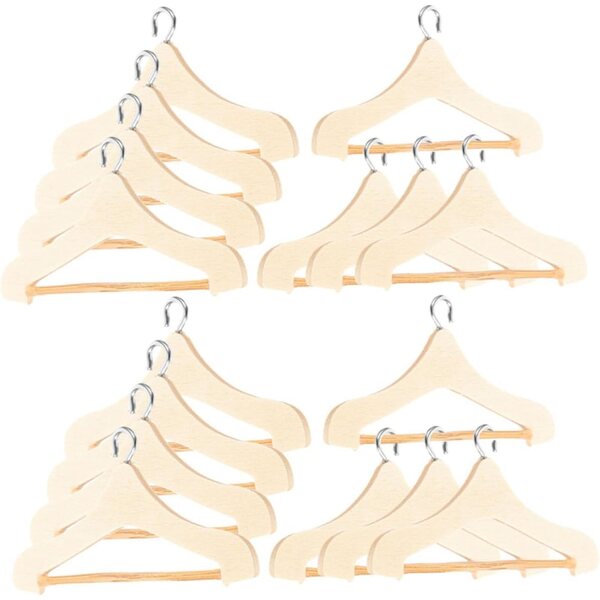 Set 18 Mini Cintres per Vestiti Bambole in Metallo e Legno - VICASKY