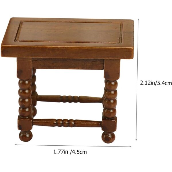 Mini Tavolino in Legno Marrone per Casa delle Bambole, Accessorio Decorativo di Mobili Miniatura
