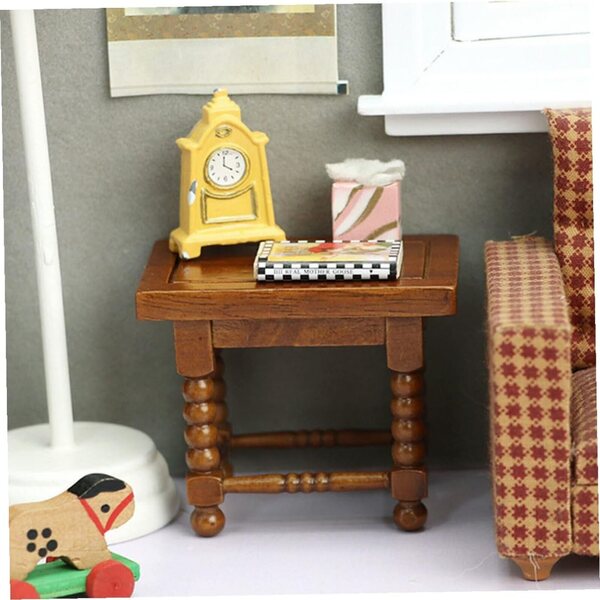 Mini Tavolino in Legno Marrone per Casa delle Bambole, Accessorio Decorativo di Mobili Miniatura