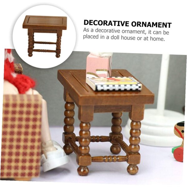 Mini Tavolino in Legno Marrone per Casa delle Bambole, Accessorio Decorativo di Mobili Miniatura