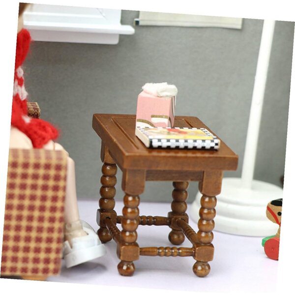 Mini Tavolino in Legno Marrone per Casa delle Bambole, Accessorio Decorativo di Mobili Miniatura