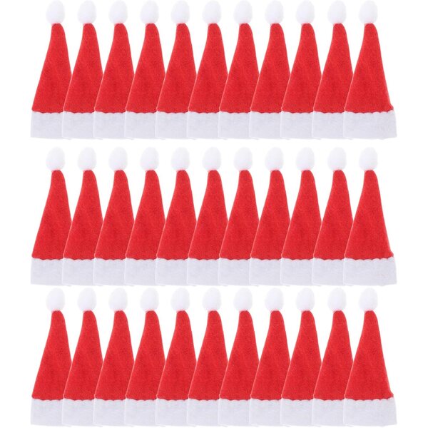 Bunte Mini-Weihnachtsmützen zur Dekoration, 24 Stück aus 4 cm dickem Vliesstoff