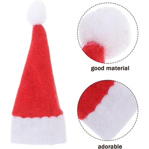 Bunte Mini-Weihnachtsmützen zur Dekoration, 24 Stück aus 4 cm dickem Vliesstoff