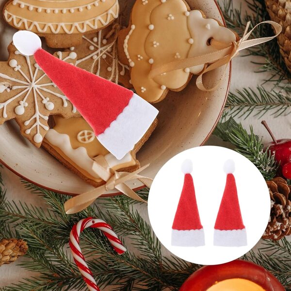 Bunte Mini-Weihnachtsmützen zur Dekoration, 24 Stück aus 4 cm dickem Vliesstoff