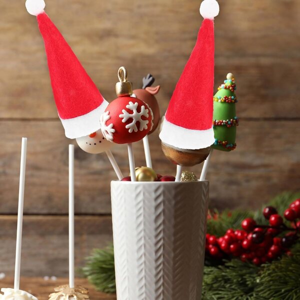 Bunte Mini-Weihnachtsmützen zur Dekoration, 24 Stück aus 4 cm dickem Vliesstoff