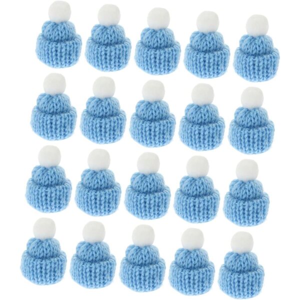 Gatuida Set 20 Mini Bonnet Natale In maglias Blu Cielo per Decorazioni e DIY Festa