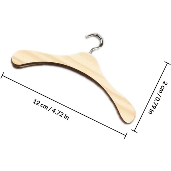 Alasum 12 Grucce in Legno 12 cm per Bambole, Robuste e Senza Spigoli, Mini Appendini