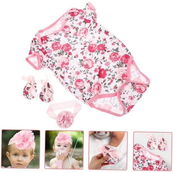 Gatuida Set Sommerkleidung für Reborn-Puppe 0–2 Jahre mit Schuhen und Stirnband