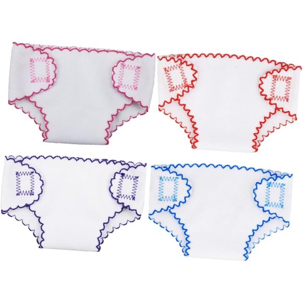 VICASKY Set mit 4 wiederverwendbaren Windeln für Puppen 43–45 cm – weicher farbiger Stoff