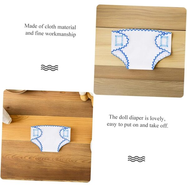 VICASKY Set mit 4 wiederverwendbaren Windeln für Puppen 43–45 cm – weicher farbiger Stoff