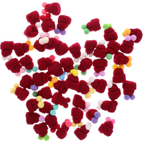VICASKY Mini Bonnet di Natale Rosso - 50 Pezzi Accessori Decorativi Creativi