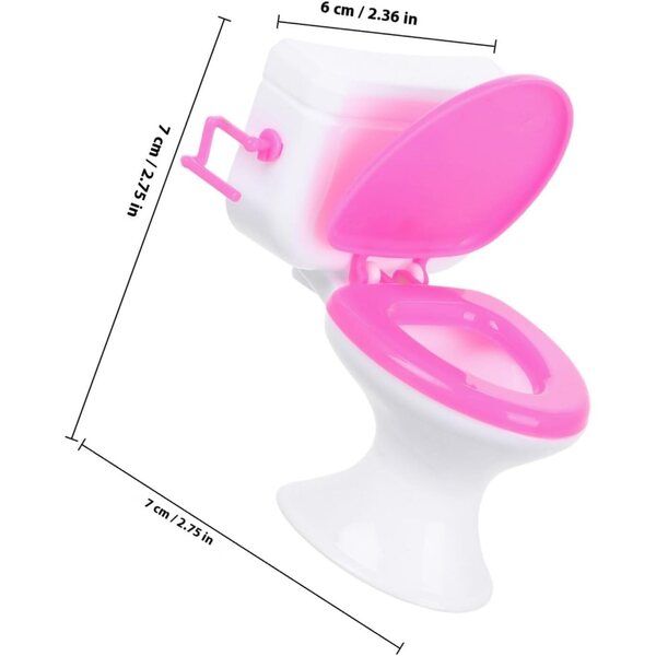 Mini-Puppentoilette aus Kunststoff, realistisches Zubehör für Miniaturhäuser 7x7x6 cm