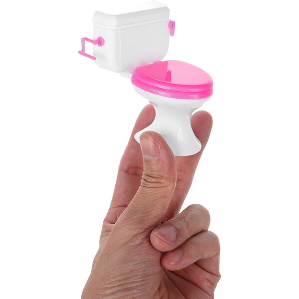 Mini-Puppentoilette aus Kunststoff, realistisches Zubehör für Miniaturhäuser 7x7x6 cm