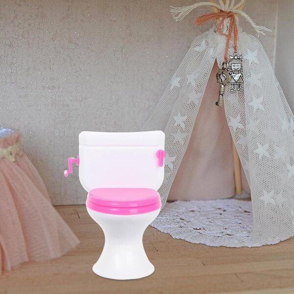 Mini-Puppentoilette aus Kunststoff, realistisches Zubehör für Miniaturhäuser 7x7x6 cm