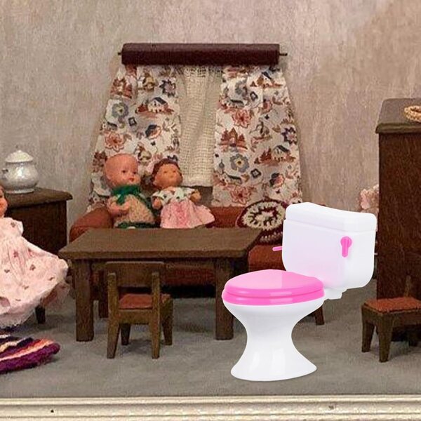 Mini-Puppentoilette aus Kunststoff, realistisches Zubehör für Miniaturhäuser 7x7x6 cm