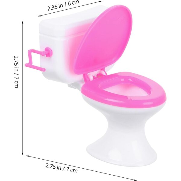 Mini-Puppentoilette aus Kunststoff, realistisches Zubehör für Miniaturhäuser 7x7x6 cm