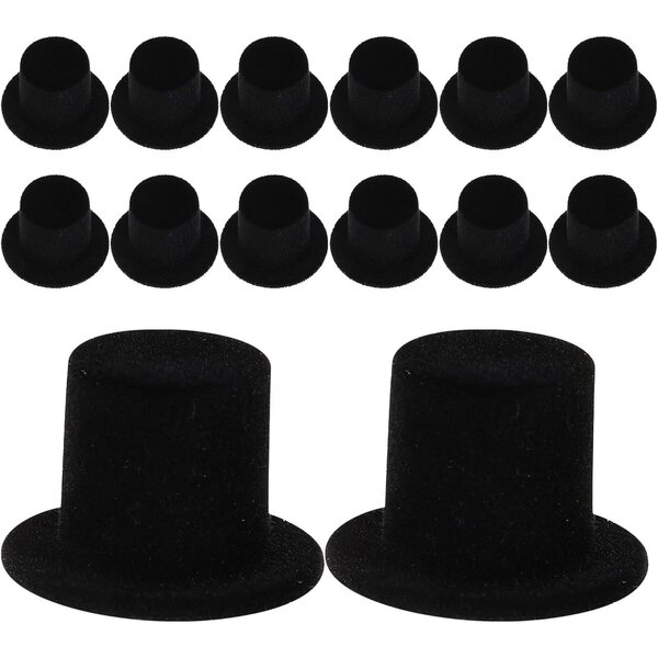 Gatuida 40 mini cappelli a cilindro decorativi neri fai da te con pupazzo di neve