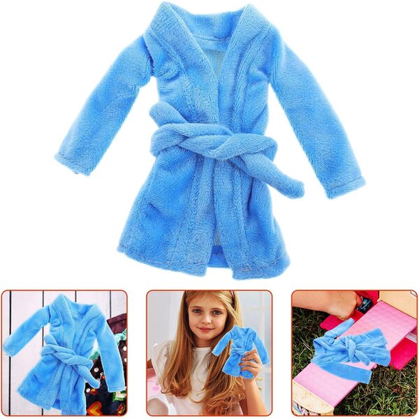 Peignoir Mini Blu per bambole in Tessuto Morbido, Accessorio Versatile e Leggero