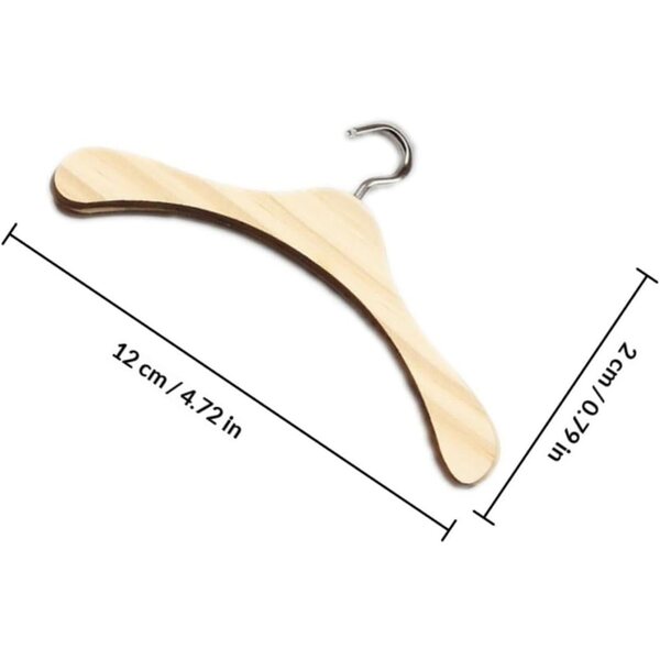 Set 12 Grucce in Legno Naturale 12 cm per Vestiti Bambole - Organizza e Gioca