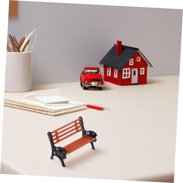 VICASKY Set mit 6 Mini-Gartenbänken für Puppenhaus-Deko-Modell