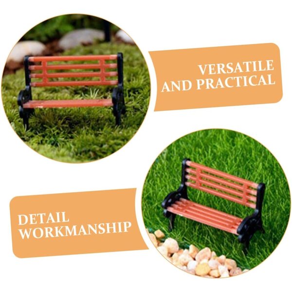 VICASKY Set mit 6 Mini-Gartenbänken für Puppenhaus-Deko-Modell