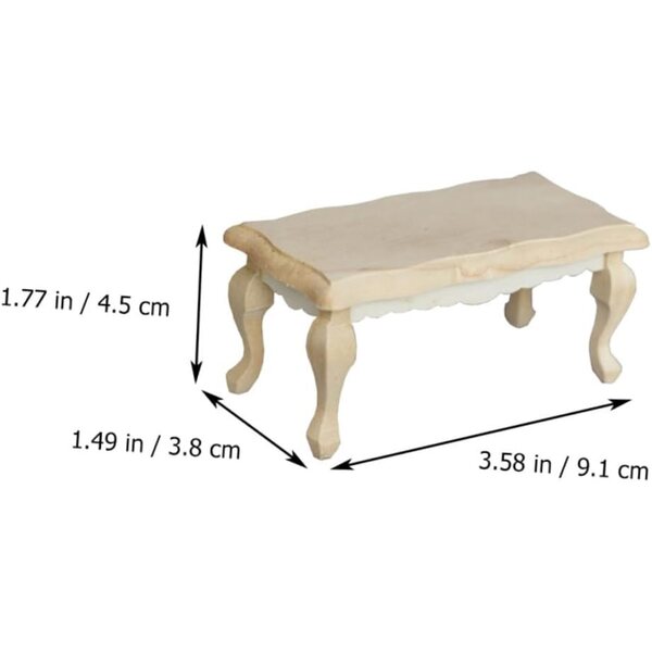 ORFOFE Mini Tavolino da Tè in Legno Beige per Miniature e Case delle Bambole