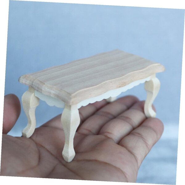 ORFOFE Mini Tavolino da Tè in Legno Beige per Miniature e Case delle Bambole